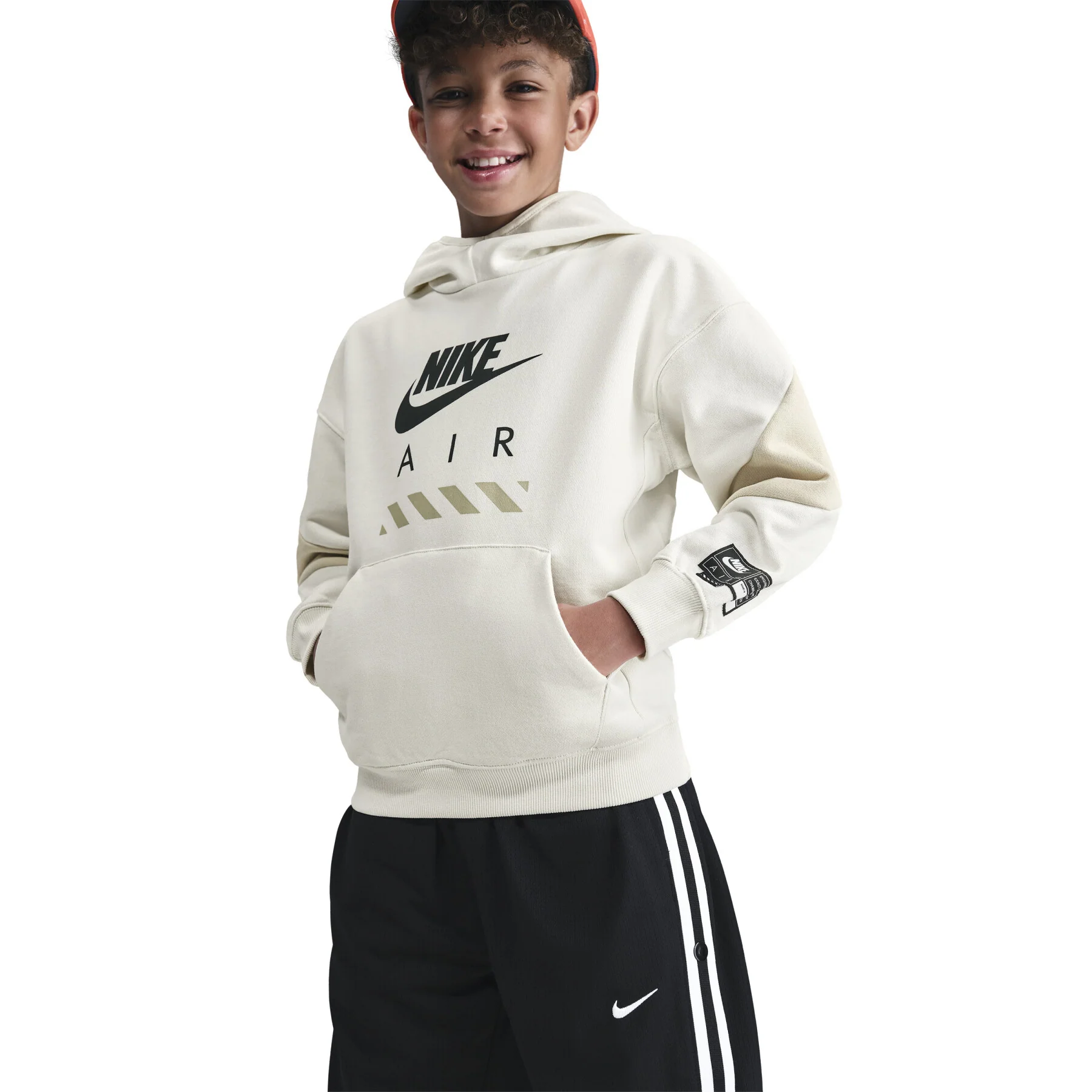 Felpa pullover in fleece con cappuccio